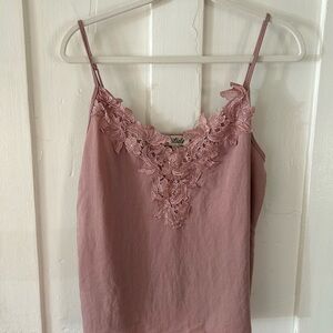 Women's Pink Lace Trim Top